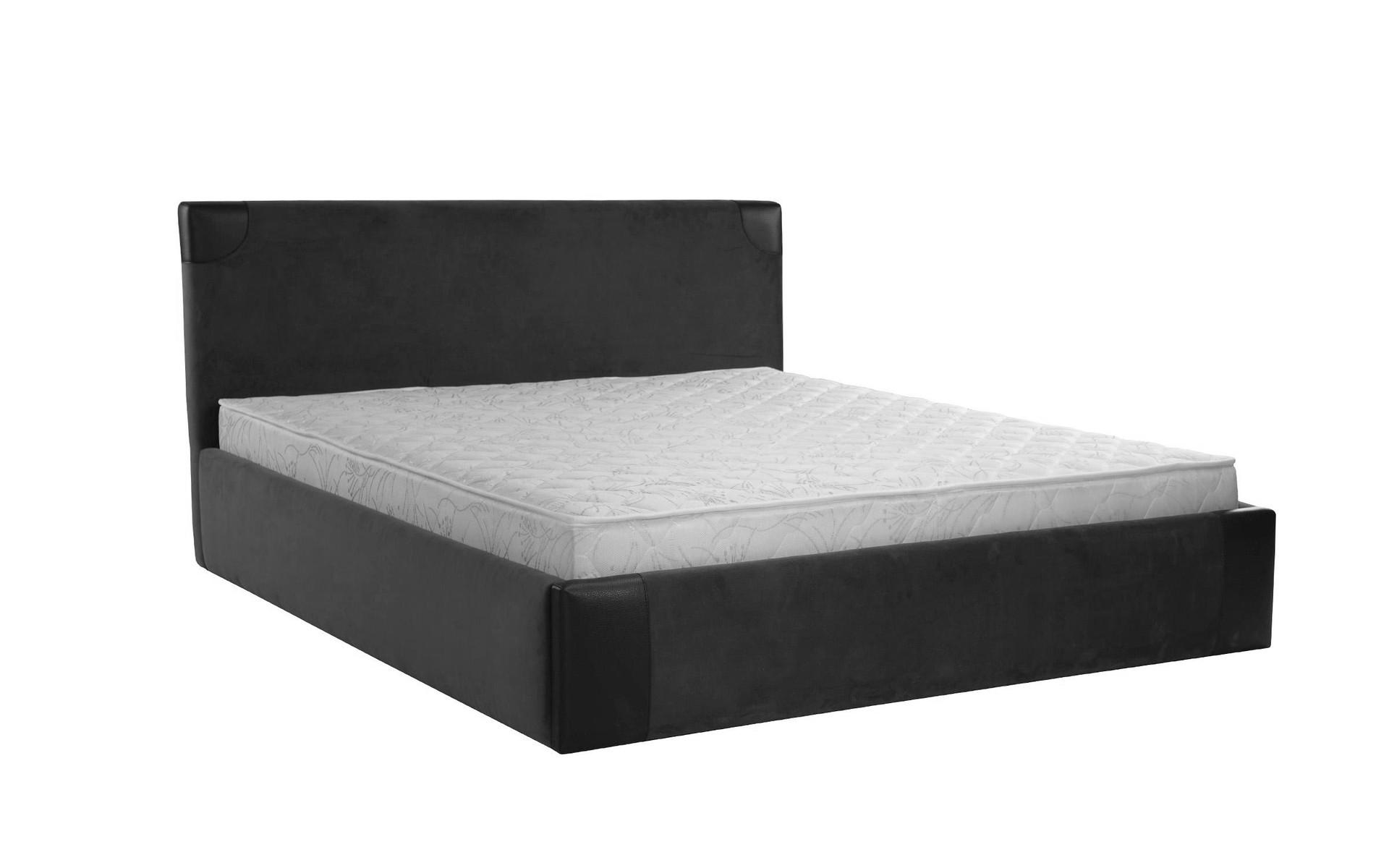Pat dublu Ravelo, pentru saltea 160/200, gri + piele neagra  2